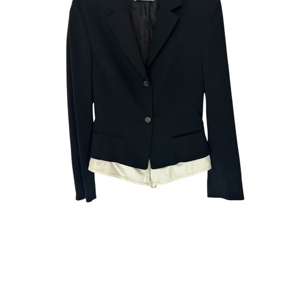 Rene Lezard Blazer XS Black‎ White Tuxedo Office Work Career Dressy Business - Picture 4 of 13